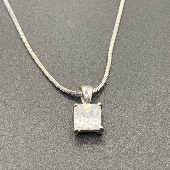 Signed RSE 925 Robert Seemann Danish Designer CZ Crystal Pendant Necklace 18" - Picture 5 of 7